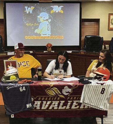 Makayla Baker, a Warren ISD senior, has signed a letter of intent to play softball for the Bossier Parish Cavaliers. It was stated that only two percent of high school athletes go on to play college ball. Makayla is the first Lady Warrior softball player in approximately 10 years to receive a softball scholarship.She is the daughter of Rodney Baker and Amanda Rogers. Her grandparents are Pete and Nola Baker of Silsbee, Ricky and Teresa Payne of Fred, and Curtis and Pam Rogers of Dallas.