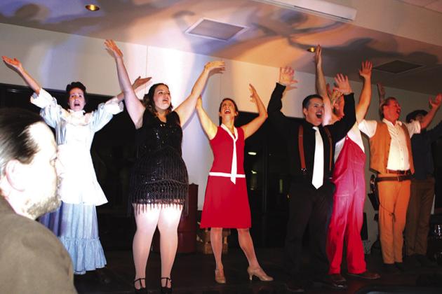 The cast of “Boomtown” ends on a high note at the Silsbee Chamber of Commerce banquet last Friday night at St. Mark’s Catholic Church.The musical tells the story of the creation of the town of Borger in the Texas Panhandle.