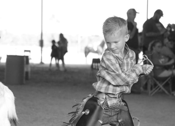 Kamden Wales competing Got ribbon Pulling at the HCFAYA Little Buckaroos rodeo.