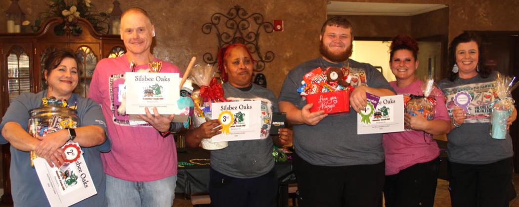 Silsbee Oaks Health Care held a Gumbo Cook-Off Friday, January 26. 11 entrees from different members of their staff waited patiently for the judges votes to be tallied and the Gumbo Cooking Champion announced.The winners from left to right,Trish Jacobs - 2nd place, Art Lunsford - 1st Place,Winnie Vaughn - 3rd place, David McCoy-4th place,Ashley Mitchell - 5th place, and Mary Silvernelle - Honorable Mention. Amy Gonzales photo