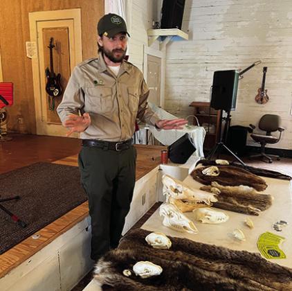 Alex Stamatis, a ranger at Village Creek State Park, speaks to a group at the Kountze Public Library. PHOTOS COURTESY OF MARY CATHERINE JOHNSTON