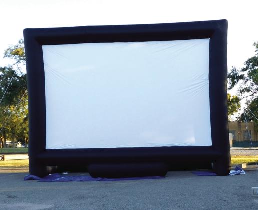 The portable movie screen purchased by the Silsbee Public Library from grant money awarded to the library. Photo Courtesy of Pam Hartt