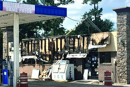 The front of this convenience store on Hwy 69 on the north side of Kountze was struck by lightning during the Saturday night storm.Fortunately, the rest of the store did not burn and no one in the store was injured. The damage was quickly repaired Monday and the store continues to be in business. Photo courtesy of Cheryl Bean