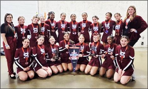 The Silsbee Middle School cheerleaders completed at one of largest nationals in the. country last weekend. They won second in the nation for advanced crowd leading. They are the first Silsbee team in the school’s history to compete at NCA nationals. Courtesy photo