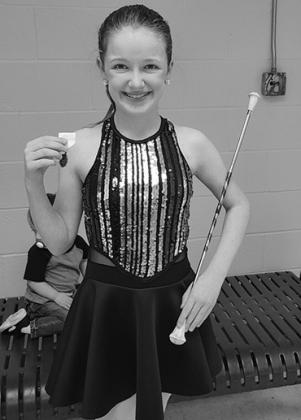 Ava Patterson with her medal at the UIL Region 10 Middle School Twirling Contest. Photo courtesy of Silsbee ISD