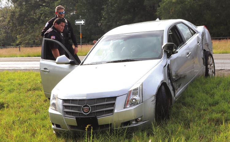 A minor accident occurred on the By-pass north of Wal-Mart in Silsbee on Nov. 11 when this silver Cadillac merged onto the roadway from the access road. The vehicle failed to yield the right of way and struck the side of a trailer being pulled by a pickup.The driver of the car was cited for failure to yield the right-ofway and also for failure to have a valid driver’s license. Ironically, the driver of the pickup did not have a valid driver’s license and he was cited.