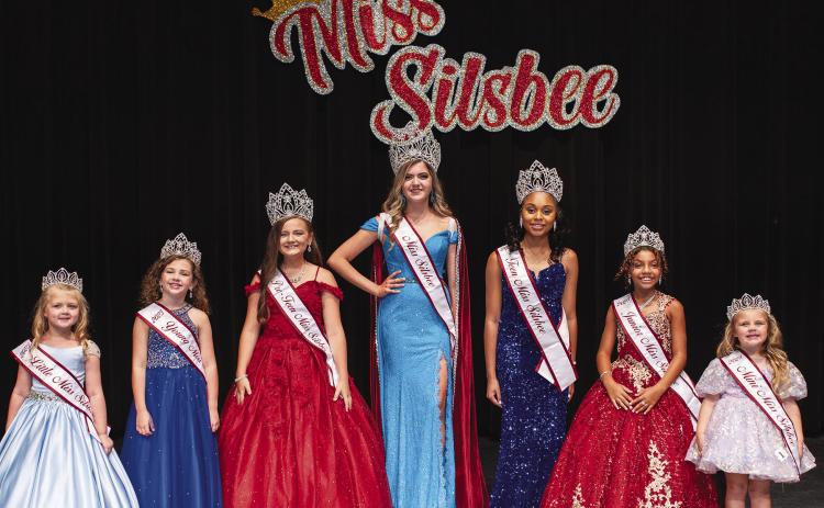 Seven new queens were crowned at the 5th Annal Miss Silsbee Scholarship Pageant held last Saturday at the Silsbee High School auditorium. From left are Kollyn Baker, Little Miss; Kerstin Wright, Young Miss; Laikyn Ferguson, Pre-Teen Miss; Payton Gill, Miss Silsbee; Layla Holmes, Teen Miss; Bryelle Martin, Junior Miss; and Karsyn Baker, Mini Miss. Courtesy Photo