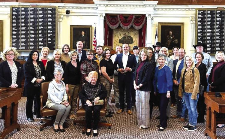 Representatives of Silsbee, Lumberton, Kountze, Sour Lake chambers of commerce and others posed for an official photograph on the floor of the Texas House of Representatives chamber at the Texas Capitol. Earlier in the day, another group photo was taken on steps of the Capitol.