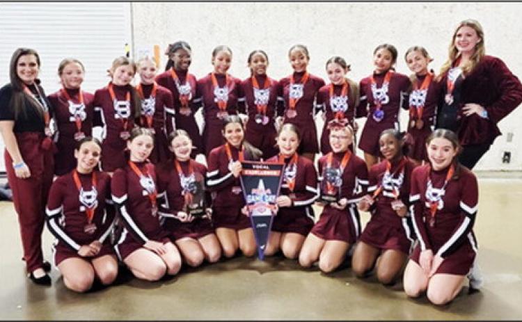 The Silsbee Middle School cheerleaders completed at one of largest nationals in the. country last weekend. They won second in the nation for advanced crowd leading. They are the first Silsbee team in the school’s history to compete at NCA nationals. Courtesy photo
