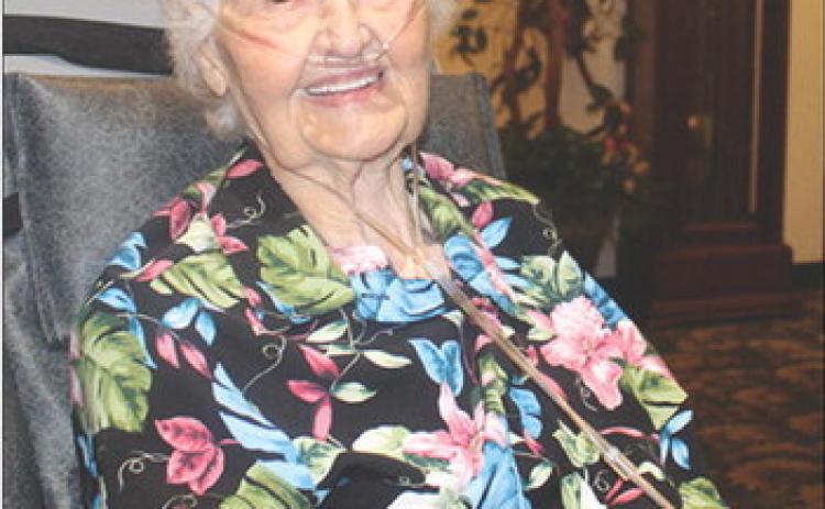Edna Buck smiles as she talks about years gone by. She lives at Silsbee Oaks and will be 101 years old Oct. 25.